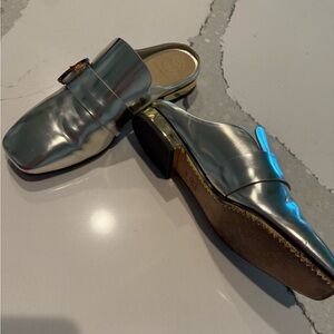 Tory Burch Silver Mules